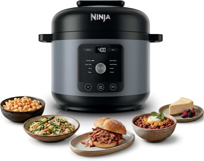 Picture of Ninja HyperHeat™ 9-in-1 Pressure Cooker, 6.5-qt, Stone Purple, PC201SP | Cooks 2X faster, Sear, Sauté, Slow Cook, Steam & Sous Vide, 1200W, PFAS-free pot, removable SimpliServe™ pot for easy serving