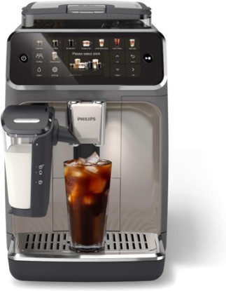 Picture of PHILIPS 5500 Series Fully Automatic Espresso Machine, LatteGo Milk System, Integrated Grinder, 20 Hot & Iced Coffee Pre-Sets, Quick Start, SilentBrew, 15-Bar Pressure, Black Chrome (EP5544/94) | LatteGo Milk System, Integrated Grinder, 20 Hot & Iced Coffee Pre-Sets, Quick Start, SilentBrew