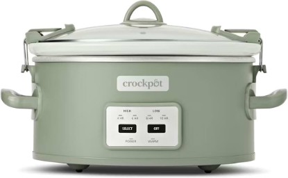 Picture of Crock-Pot Locking Lid 6qt Cook and Carry Programmable Slow Cooker, Green | Touch Control, 4 Pre Programmed Settings, Removable Stoneware, and Locking Lid