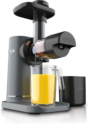 Picture of Ninja NeverClog Cold Press Juicer, 24oz Jug, 36oz Pulp, Charcoal, JC151 | 150W high-torque auger juices fibrous fruits & veggies. Total Pulp Control, 2 one-touch programs. Dishwasher safe.