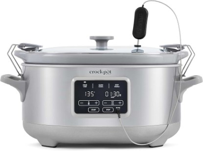 Picture of Crock-Pot 7-Quart Cook & Carry Slow Cooker with Sous Vide Function, Family-Sized Slow Cooker Warms up to 30 Hours, Modern Digital Display, Travel-Proof Locking Lid & Removable Temperature Probe