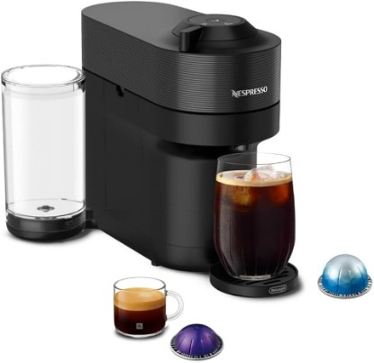 Picture of Nespresso Vertuo Pop+ Coffee Machine & Samra Origins Pods by De'Longhi | Liquorice black machine by De'Longhi with The Weeknd's Togetherness Blend: 20 light roast double espresso pods, 2.7 fl. oz.