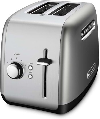 Picture of KitchenAid 2-Slice Toaster with Manual Lift Lever, KMT2115, Contour Silver | Extra-wide Slots for Bagels and Thick Breads, Adjustable Shade Control, Removable Crumb Tray, Metal Exterior for Durability