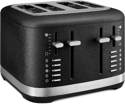 Picture of KitchenAid 4-Slice Pro Line Automatic Toaster, KMT4109, Cast Iron Black | Fits Bagels, English Muffins, Thick Breads, Seven Shade Settings, Metal Housing, Auto Lift Lever