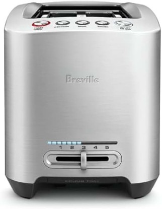 Picture of Breville BTA820XL Die-Cast Smart Toaster, 2 Slice, Brushed Stainless Steel | Toast bagels and thick bread evenly in wide slots with variable browning control | Includes 'A Bit More' and 'Lift & Look'