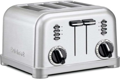 Picture of Cuisinart Toaster, Extra-Wide Slots, Stainless Steel, 4-Slice | Bagel, pastry & bread toaster with defrost/reheat functions, 6-setting browning dials & a slide-out crumb tray, CPT-180P1