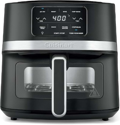 Picture of Cuisinart Air Fryer, 4.5-Quart Basket Fryer with 4 Cooking Functions to Air Fry, Roast, Bake, and Keep Warm, 4 Airfryer Presets, Dishwasher-Safe Parts, AIR-160NAS, Stainless Steel & Black