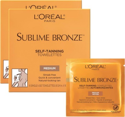 Picture of L'Oreal Paris Sublime Bronze Self Tanning Towelettes, Streak-Free, Natural Looking Tan, 6 ct