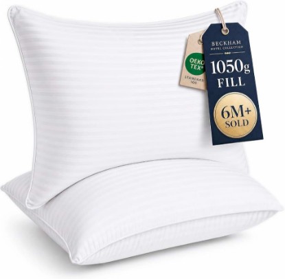 Picture of Beckham Hotel Collection Bed Pillows Standard/Queen Size Set of 2 | Original Soft Down Alternative Pillow for Sleeping, Soft Support for Back, Stomach or Side Sleepers OEKO-TEX STANDARD 100