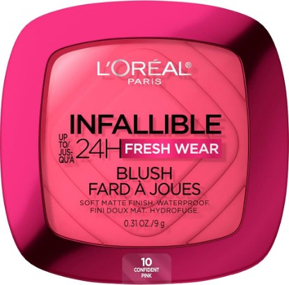 Picture of L'Oreal Paris Infallible Up to 24H Fresh Wear Soft Matte Blush, Blendable, Long-Lasting and Waterproof Cheek Make Up, Confident Pink 10, 0.31 Oz
