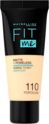 Picture of MAYBELLINE New York Fit Me Matte & Poreless Foundation 110 Porcelain 30ml | Medium Coverage, Blendable, Natural Finish, For Normal To Oily Skin, Liquid Foundation, 30ml