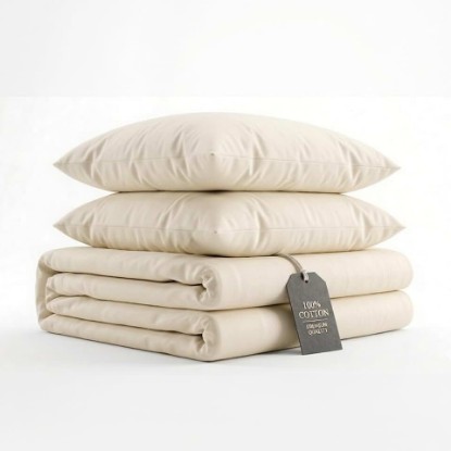 Picture of Lincove Luxury Duvet Cover Set - 100% Cotton Sateen Duvet Cover - Ultra Soft Premium Hotel Quality Design Bedding Set - 400 Thread Count- Cream, King