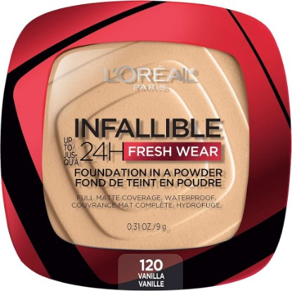 Picture of L'Oreal Paris Makeup Infallible Fresh Wear Foundation in a Powder, Up to 24H Wear, Waterproof, Vanilla, 0.31 oz. (Packaging May Vary)