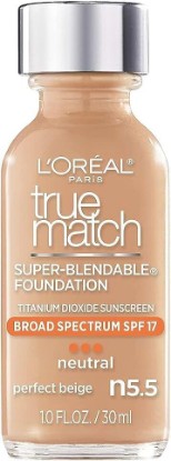 Picture of L’Oréal Paris Makeup True Match Super-Blendable Liquid Foundation, Perfect Beige N5.5, 1 Fl Oz,1 Count