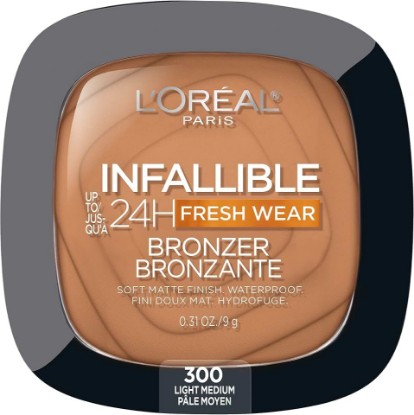 Picture of L'Oreal Paris Infallible Up to 24H Fresh Wear Soft Matte Longwear Bronzer. Waterproof, heatproof, Transfer, humidity and sweatproof, Light Medium, 0.31 oz