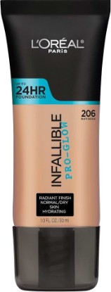 Picture of L'Oreal Paris Makeup Infallible Up to 24HR Pro-Glow Foundation, Buff Beige, 1 fl oz. [Amazon-developed Certification] Compact by Design