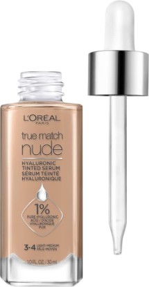 Picture of L'Oreal Paris True Match Nude Hyaluronic Tinted Serum Foundation with 1% Hyaluronic acid, Light-Medium 3-4, 1 fl. oz.