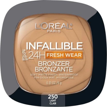 Picture of L'Oreal Paris Infallible Up to 24H Fresh Wear Soft Matte Longwear Bronzer. Waterproof, heatproof, Transfer, humidity and sweatproof, Light, 0.31 oz