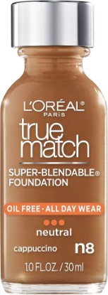 Picture of L’Oréal Paris Makeup True Match Super-Blendable Liquid Foundation, Cappuccino N8, 1 Fl Oz,1 Count
