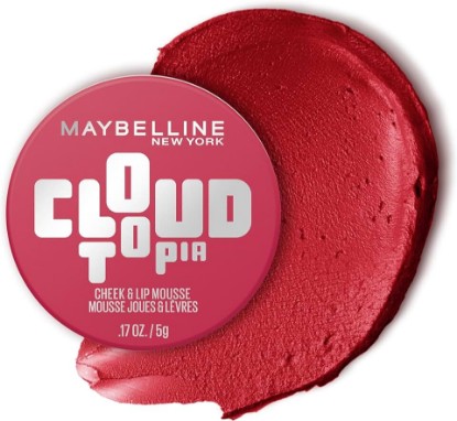 Picture of MAYBELLINE Cloudtopia Blush for Cheeks and Lip Mousse, Ultra-Vivid, Pigmented Formula for Up to 14HR of Blush and Lip Makeup Color, Ethereal Rouge, 1 Count