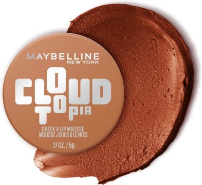 Picture of MAYBELLINE Cloudtopia Blush for Cheeks and Lip Mousse, Ultra-Vivid, Pigmented Formula for Up to 14HR of Blush and Lip Makeup Color, Toasted Sky, 1 Count