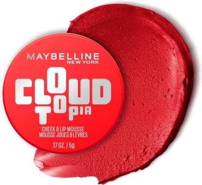 Picture of MAYBELLINE Cloudtopia Blush for Cheeks and Lip Mousse, Ultra-Vivid, Pigmented Formula for Up to 14HR of Blush and Lip Makeup Color, Divine Crimson, 1 Count
