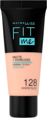 Picture of MAYBELLINE New York Fit Me Matte & Poreless Foundation 128 Warm Nude 30ml | Medium Coverage, Blendable, Natural Finish, For Normal To Oily Skin, Liquid Foundation, 30ml