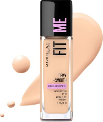Picture of MAYBELLINE Fit Me Dewy + Smooth Liquid Foundation Makeup, Porcelain, 1 Count (Packaging May Vary)