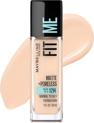 Picture of MAYBELLINE Fit Me Matte + Poreless Liquid Oil-Free Foundation Makeup, Natural Ivory, 1 Count (Packaging May Vary)