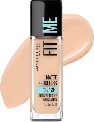 Picture of MAYBELLINE Fit Me Matte + Poreless Liquid Oil-Free Foundation Makeup, Creamy Beige, 1 Count (Packaging May Vary)