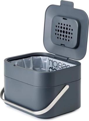 Picture of Joseph Joseph Intelligent Waste Compost Bin Food Waste Caddy with Odor Filter and Ventilation, 1 Gallon / 4 liters, Graphite