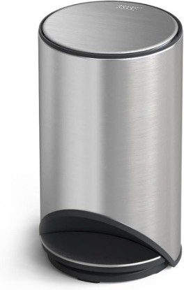 Picture of Joseph Joseph Arc 10L/2.6 Gallon Slimline Trash Can Bin with Easy Push Pedal, Liner Pocket, Soft-Close Lid, Fingerprint-Proof, Removable Inner Bucket, Stainless Steel