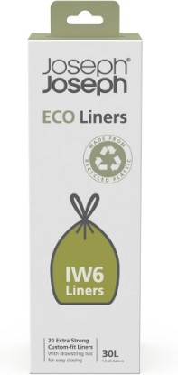 Picture of Joseph Joseph IW6 30L/7.9 Gallons Eco Liners Recycled Bin Liners Trash Bags (20 Pack) - Grey