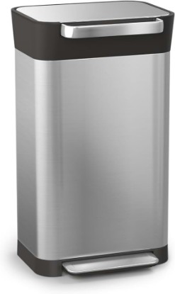 Picture of Joseph Joseph Intelligent Waste Titan Trash Can Compactor with Odor Filter, Compacts up to 3x trash, 30L/7.9 Gallons, Stainless Steel