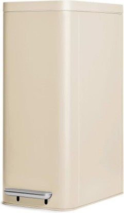 Picture of Caraway 45L Slim Stainless Steel Step Trash Can | 13 Gallon Kitchen Trash Can with Quiet Close Lid and Fingerprint-Resistant Finish, Cream
