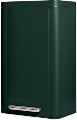 Picture of Caraway 45L Rectangular Step Stainless Steel Trash Can | 13 Gallon Kitchen Trash Can with Quiet Close Lid and Fingerprint-Resistant Finish, Emerald