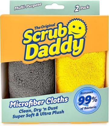 Picture of Scrub Daddy Microfiber Cloths - All Purpose Super Soft & Ultra Plush Microfiber Towels - Contains Grey & Yellow Cleaning Rags (2 Pack)