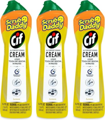 Picture of Scrub Daddy Cif Cream All Purpose Cleaner, Lemon - Multi Surface Household Cleaning Cream for Glass, Chrome, Granite, Sink, Gold, Marble & Countertops - 3 Pack (16.9 Oz Each)