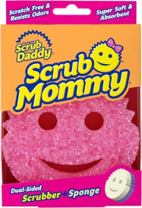 Picture of Scrub Daddy Dual Sided Texture Changing Sponge/Scrubber - Super Absorbent Sponge Side - Scrub Mommy (Pink) - 1 Count