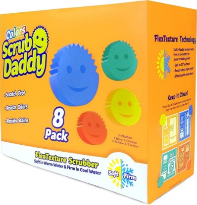 Picture of Scrub Daddy Sponges Set - Variety Colors - Scratch-Free Multipurpose Dish Sponge - BPA Free & Made with Polymer Foam - Stain & Odor Resistant Kitchen Sponge (8 Count)