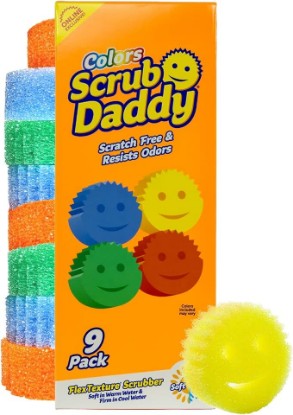 Picture of Scrub Daddy Scratch-Free Multipurpose Kitchen Sponges - Bulk Dish Sponges for Kitchen, Bathroom, Household Cleaning & More - Made with BPA-Free Polymer Foam (9 Count)