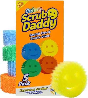 Picture of Scrub Daddy Scratch-Free Multipurpose Kitchen Sponges - Bulk Dish Sponges for Kitchen, Bathroom, Household Cleaning & More - Made with BPA-Free Polymer Foam (5 Count)