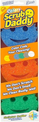 Picture of Scrub Daddy Colors Kitchen Sponges - Scratch-Free Dishwashing Sponges & Sponge for Kitchen Sink, Bathroom & Household Cleaning - BPA-Free Polymer Foam (3 Count)