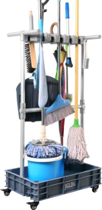 Picture of Mobile Mop and Broom Holder，Efficient Storage Solution for Cleaning Tools Keep Your Tools Handy and Organized