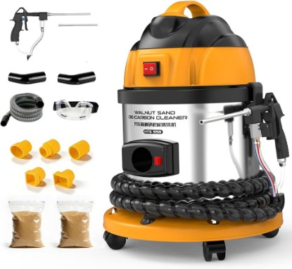 Picture of Walnut Blaster, Automotive Walnut Sand Blaster Cleaning Machine for Intake Manifold & Exhaust Valve Cleaning, Engine DE- Carbon Cleaner with 4.5lbs Walnut Sand,110V HTS558 (5) | Includes 4.5lbs Walnut Sand, for Intake & Exhaust Valve Cleaning, DE-Carbon Cleaner, Automotive Use, Heavy-Duty Engine Tool