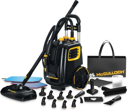 Picture of McCulloch MC1385 Canister Steam Cleaner, For Grout and Tile, 23 Accessories | Mop Head, Brushes & More - Built for Home, Tile, Carpet, Furniture, & Personal Car Detailing
