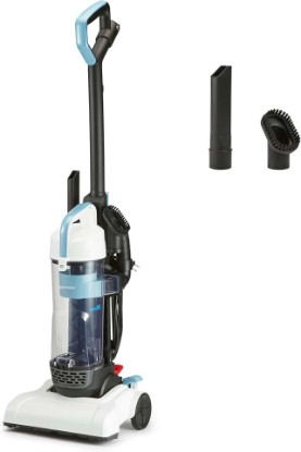 Picture of Amazon Basics Upright Bagless Vacuum Cleaner for Carpet and Hard Floors, Washable Filter, Crevice and Upholstery Tools, Detachable Handle, Lightweight, 1.7L Dust Cup, 25ft Cord, Black/White
