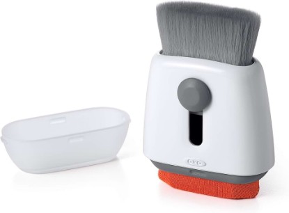 Picture of OXO Good Grips Sweep & Swipe Laptop Cleaner | Microfiber Pad and Soft Brush, Removes Smudges and Dust, Ideal for Screens and Keyboards