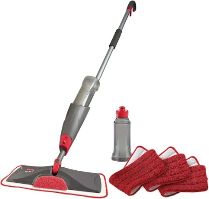 Picture of Rubbermaid Reveal Spray Mop Floor Cleaning Kit, 3 Reusable Microfiber Wet Pads, 1 Refillable Bottle, Cordless, Multi-Surface Mopping for All Home/Bathroom/Office Floors