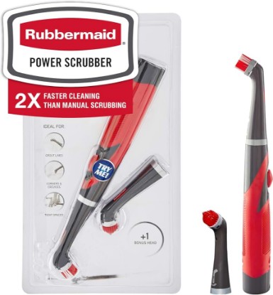 Picture of Rubbermaid Reveal Power Scrubber with Multi-Purpose & Grout Head, Cordless Electric Battery Powered Scrub Brush, Water Resistant, for Home/Kitchen/Bathroom/Grout/Tile/Shower/Tub